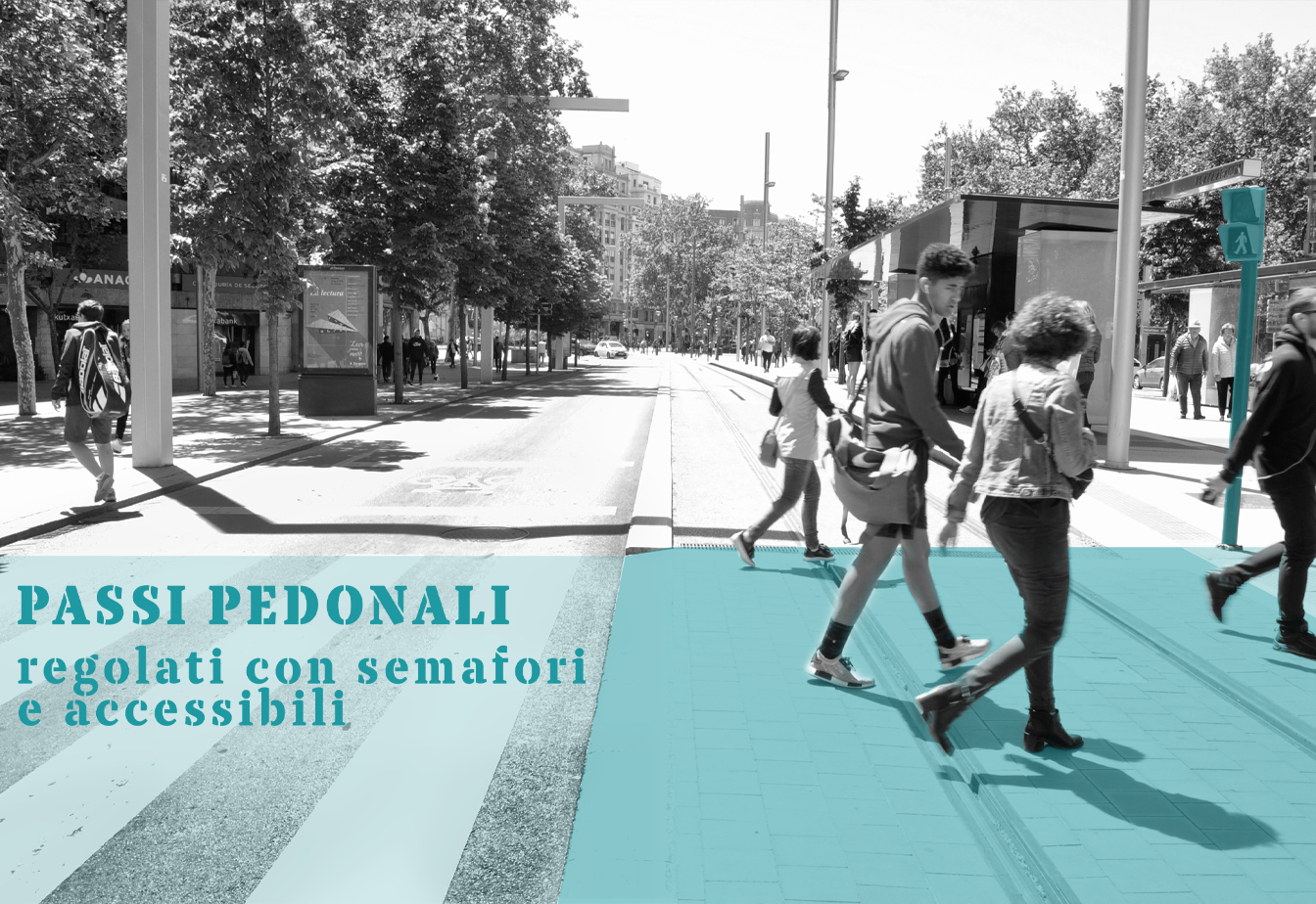 Passi pedonali regolati con semafori e accessibili