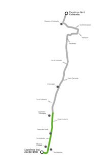 mappa tram linea verde centro bolognina